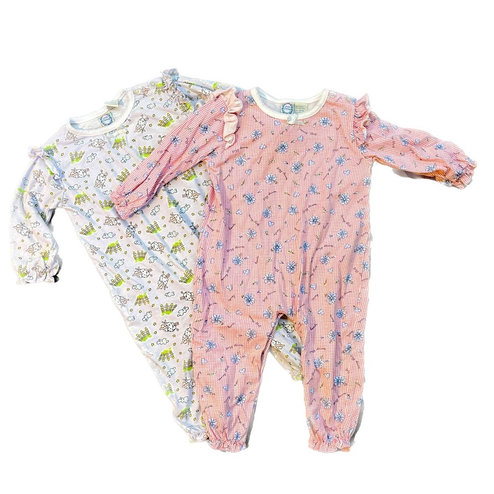 Vintage Little Lindsey Counting Sheep  and Gingham Lazy Daisies Onesies Size 24